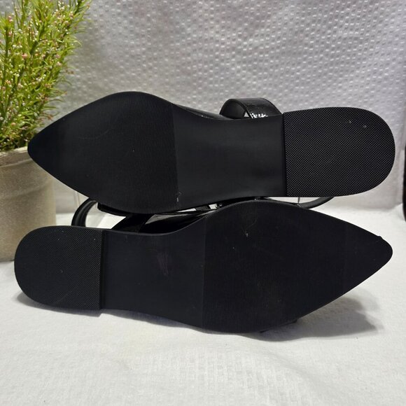 MADDEN GIRL BLACK PATENT LEATHER DOUBLE BUCKLE SLING BACK FLATS WOMENS SIZE 9 - Picture 3 of 10